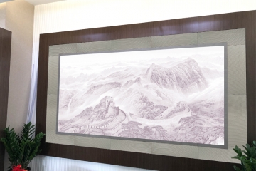 中国银行长城瓷板画长城背景墙标识牌 中行洽谈区文化墙